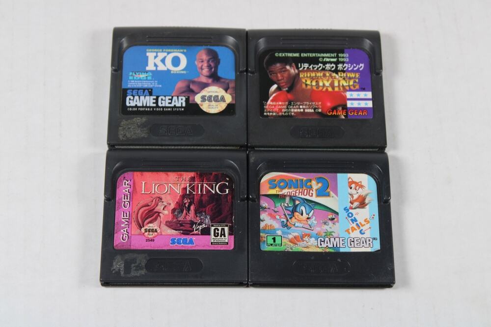 4 Games: George Foreman KO, The Lion King, R Bowe Boxing, Sonic 2 Sega Game Gear